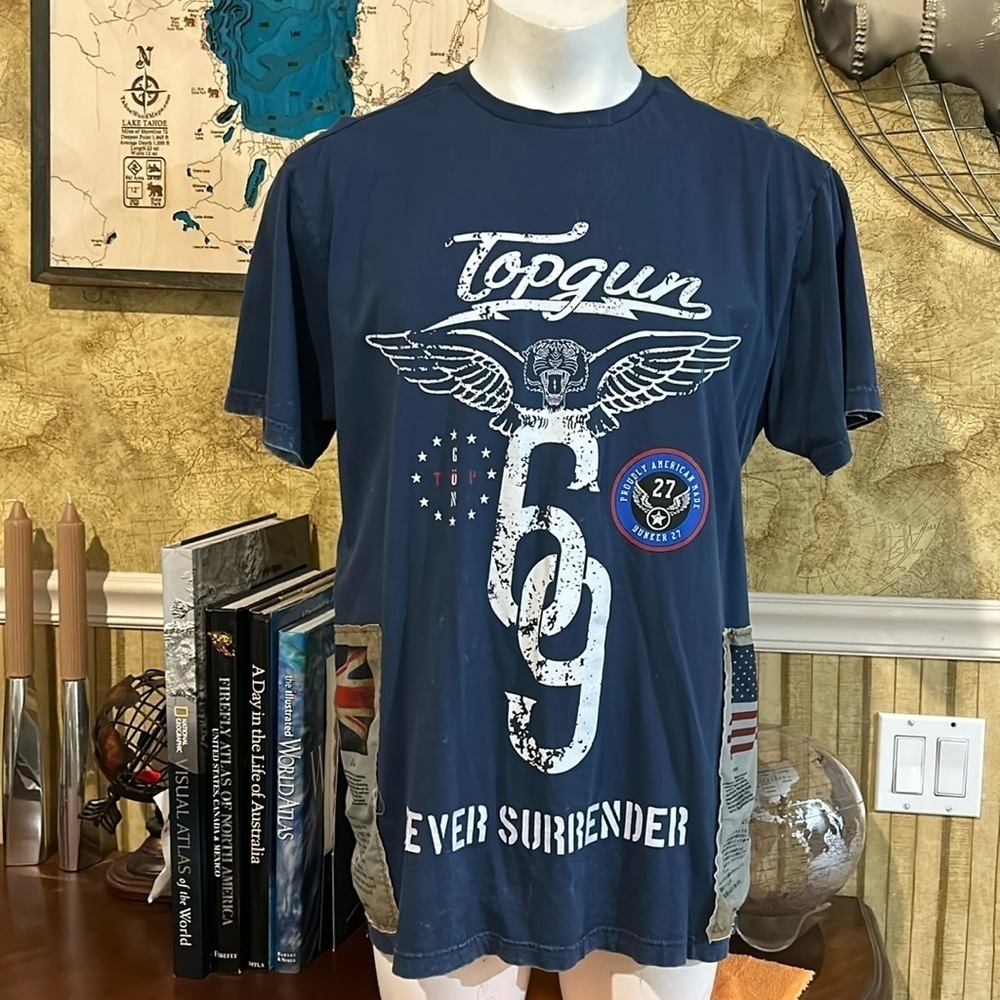 Top Gun Distressed Tee. 2X